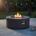 32 In. W X 13.5 In. H Iron Propane Gas Burning round Outdoor Patio Fire Pit in Dark Grey