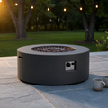 32 In. W X 13.5 In. H Iron Propane Gas Burning round Outdoor Patio Fire Pit in Dark Grey