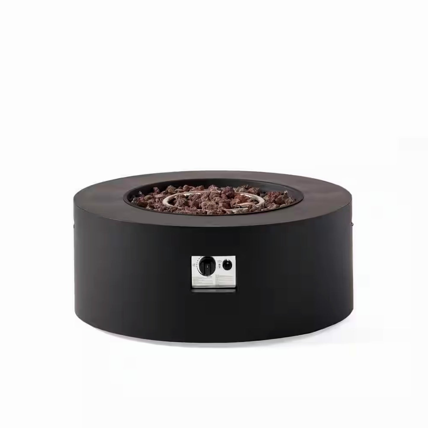 32 In. W X 13.5 In. H Iron Propane Gas Burning round Outdoor Patio Fire Pit in Dark Grey