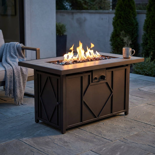 42 In. 60,000BTU Fire Pit Propane Gas Fire Pit Table Rectangular Tabletop — Studio Shot